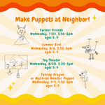 *Drop-off* MAKE YOUR OWN PUPPET with Emily from Magic Hands Reuse (ages 5-9)